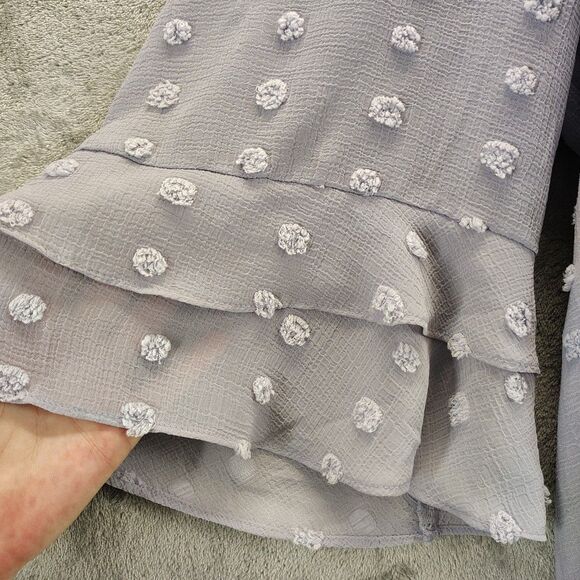 Cato Women's Off The Shoulder Pokadot Flutter Bell Sleeve Lavender Gray Size 18W - Picture 6 of 10